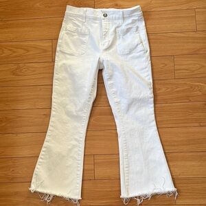 FRAME Denim White Le Bardot Crop Flare